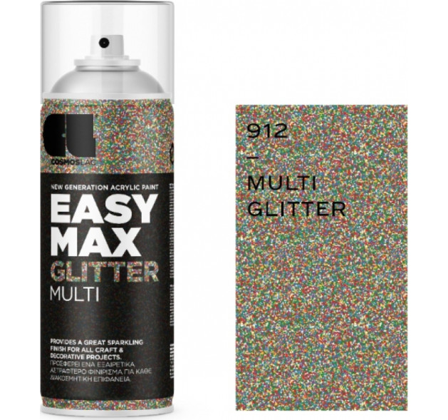 Cosmos Lac Σπρέι Βαφής Easy Max Ακρυλικό με Glitter Εφέ Multi NO 912 400ml