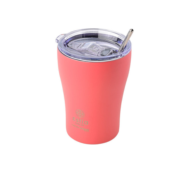 Estia Coffee Mug Save The Aegean Ποτήρι Θερμός με Καλαμάκι Fusion Coral 350ml