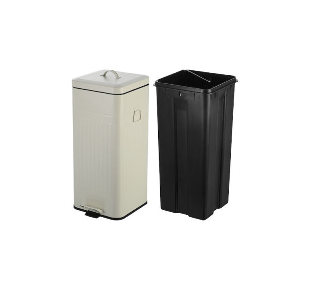 Estia Soft Close Κάδος Απορριμμάτων Μεταλλικός με Πεντάλ Ivory 30lt