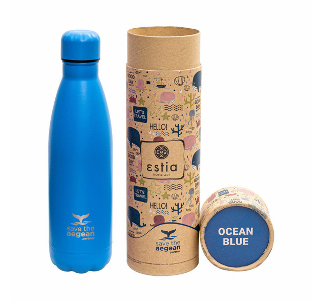 Estia Travel Flask Save Aegean Μπουκάλι Θερμός Ocean Blue 500ml