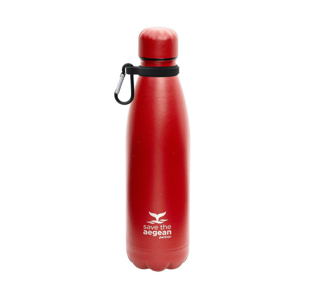Estia Travel Flask Save Aegean Μπουκάλι Θερμός Matte Red 500ml