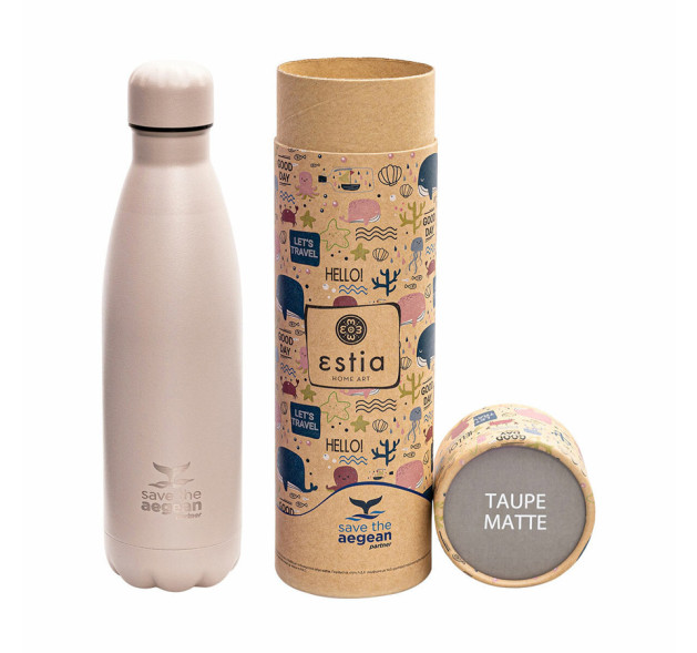 Estia Travel Flask Save Aegean Μπουκάλι Θερμός Taupe 500ml