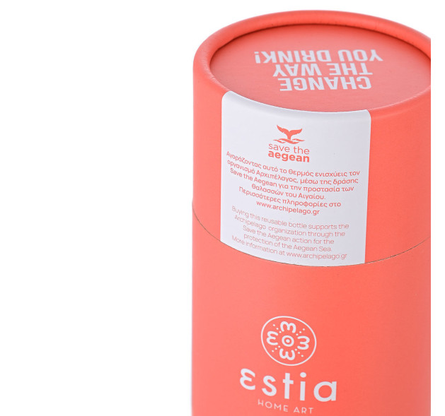 Estia Travel Flask Save Aegean Μπουκάλι Θερμός Fusion Coral 500ml