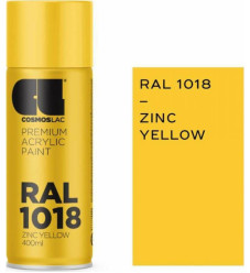 Cosmos Lac Σπρέι Βαφής Premium Acrylic με Μεταλλικό Εφέ Zinc Yellow RAL1018-N313 400ml