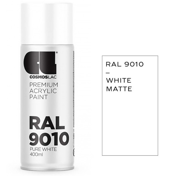 Cosmos Lac Σπρέι Βαφής Fast Acrylic με Ματ Εφέ Λευκό Ral 9010 400ml