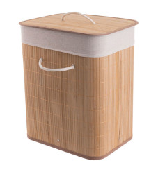 Estia Καλάθι Απλύτων Bamboo Πτυσσόμενο με Καπάκι 40x30x50cm 60lt Μπεζ