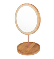 Estia Καθρέπτης Μακιγιάζ Επιτραπέζιος με Φως 18cm Bamboo