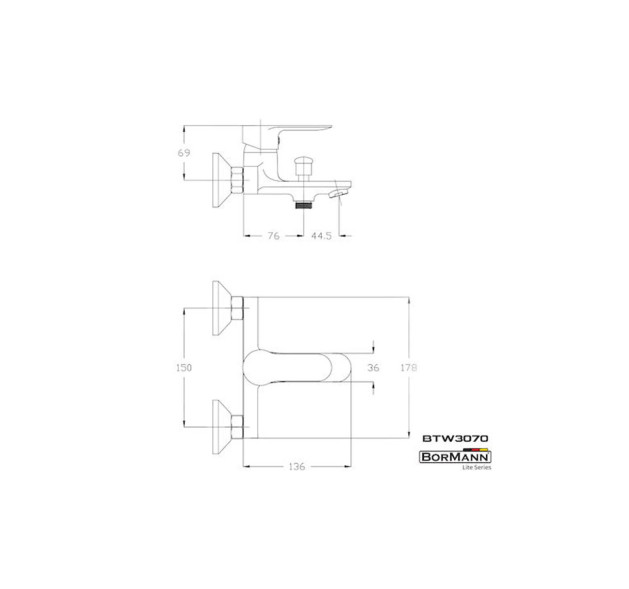 Bormann Sierra BTW3070 Αναμεικτική Μπαταρία Μπανιέρας Ασημί