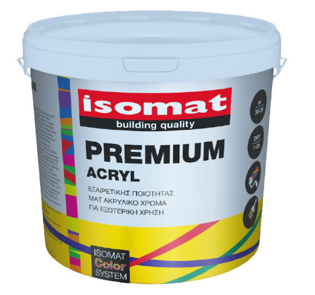 Isomat Premium Acryl Πλαστικό Χρώμα για Εξωτερική Χρήση 10lt