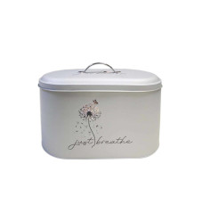 Ψωμιέρα με Καπάκι Μεταλλική σε Μπεζ Χρώμα Just Breathe 33x17.5x22cm
