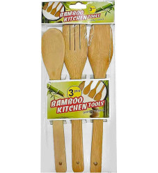 Σετ Bamboo Εργαλείων Μαγειρικής 3τμχ Καφέ