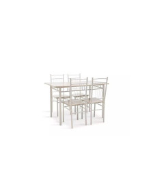 Τραπεζαρία 5τμχ Light Grey / White Gloss 120x70εκ.