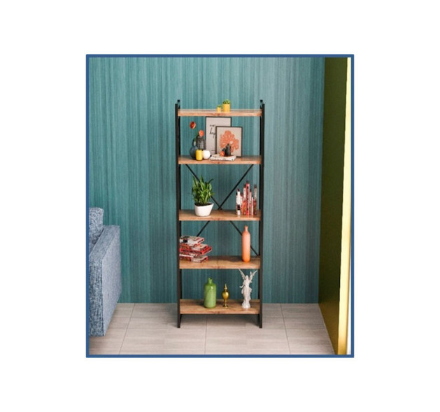 Pakketo Βιβλιοθήκη Baker Μαύρη 66x34x180εκ.