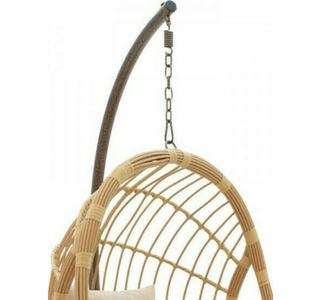 Pakoworld Κούνια Φωλιά με Βάση Lacie Rattan Φυσικό / Μπεζ Αντοχής έως 150kg Μ104xΠ125.5xΥ200cm