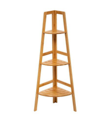 Γωνιακή Επιδαπέδια Ραφιέρα Angle Μπάνιου Bamboo με 3 Ράφια 32x32x103cm