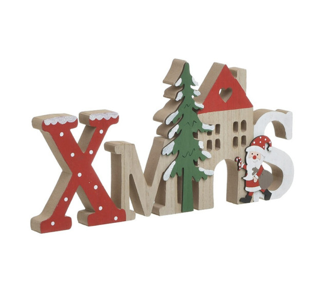 ΔΙΑΚΟΣΜΗΤΙΚΟ ΕΠΙΤΡΑΠΕΖΙΟ ''XMAS'' ΞΥΛΙΝΟ ΚΟΚΚΙΝΟ/NATURAL 30Χ2Χ15