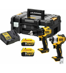 Dewalt DCK2062P2T Σετ Δραπανοκατσάβιδο & Κατσαβίδι 18V με 2 Μπαταρίες 5Ah και Θήκη