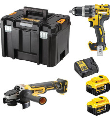 Dewalt DCK2080P2T Σετ Γωνιακός Τροχός & Κρουστικό Δραπανοκατσάβιδο 18V με 2 Μπαταρίες 5Ah και Θήκη
