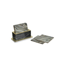 Inart Σουβέρ Ξύλινο με Βάση Πολύχρωμο 10x10cm 4τμχ