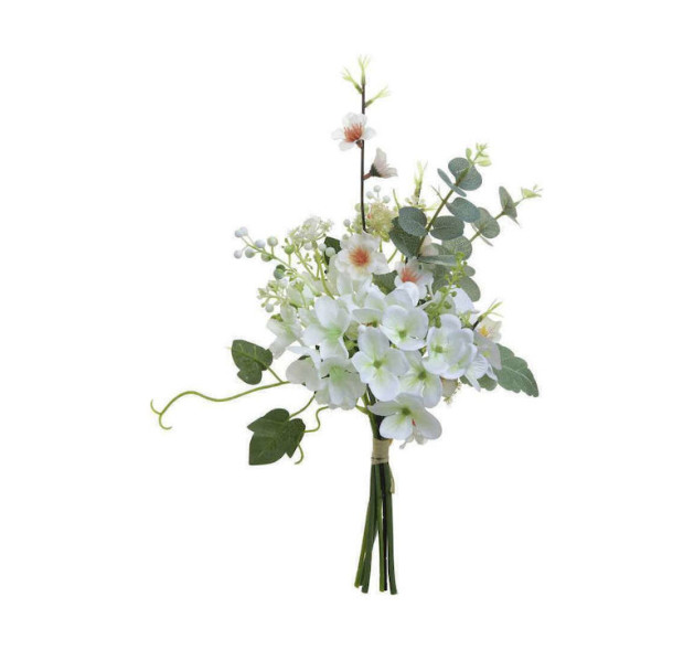 Inart Μπουκέτο από Τεχνητά Φυτά Λευκό 46cm