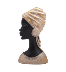 Fylliana Διακοσμητική Φιγούρα African Lady Μαύρο - Χρυσό 12x7x23εκ