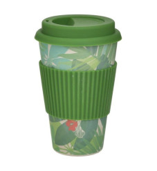 Κούπα Μπαμπού με Καπάκι Πράσινη 400ml