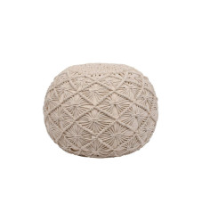 Σκαμπό Σαλονιού Επενδυμένο με Ύφασμα Crochet Μπεζ 45x45x35εκ.