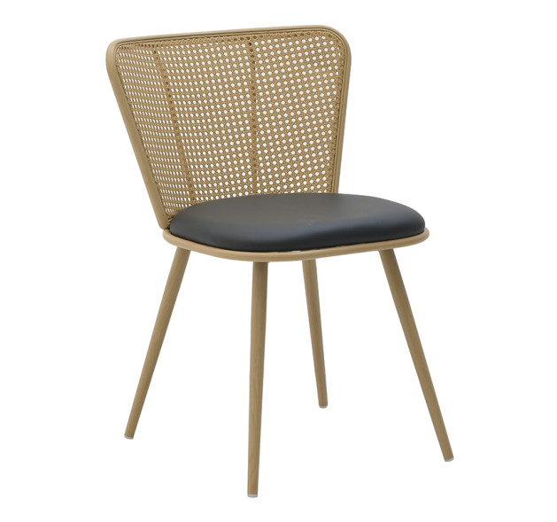 CLICK ΚΑΡΕΚΛΑ PU/RATTAN ΜΑΥΡΗ/NATURAL 47Χ58Χ78/48 - 58cm x 78cm x 47cm