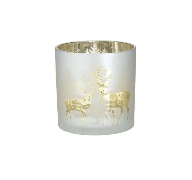 INART ΚΗΡΟΠΗΓΙΟ ΓΥΑΛΙΝΟ ΛΕΥΚΟ/ΧΡΥΣΟ Φ15Χ15 - 15cm x 15cm x 15cm